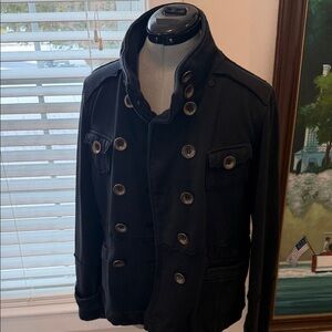 Sugarfly Black Double-Breasted Pea Coat brass buttons